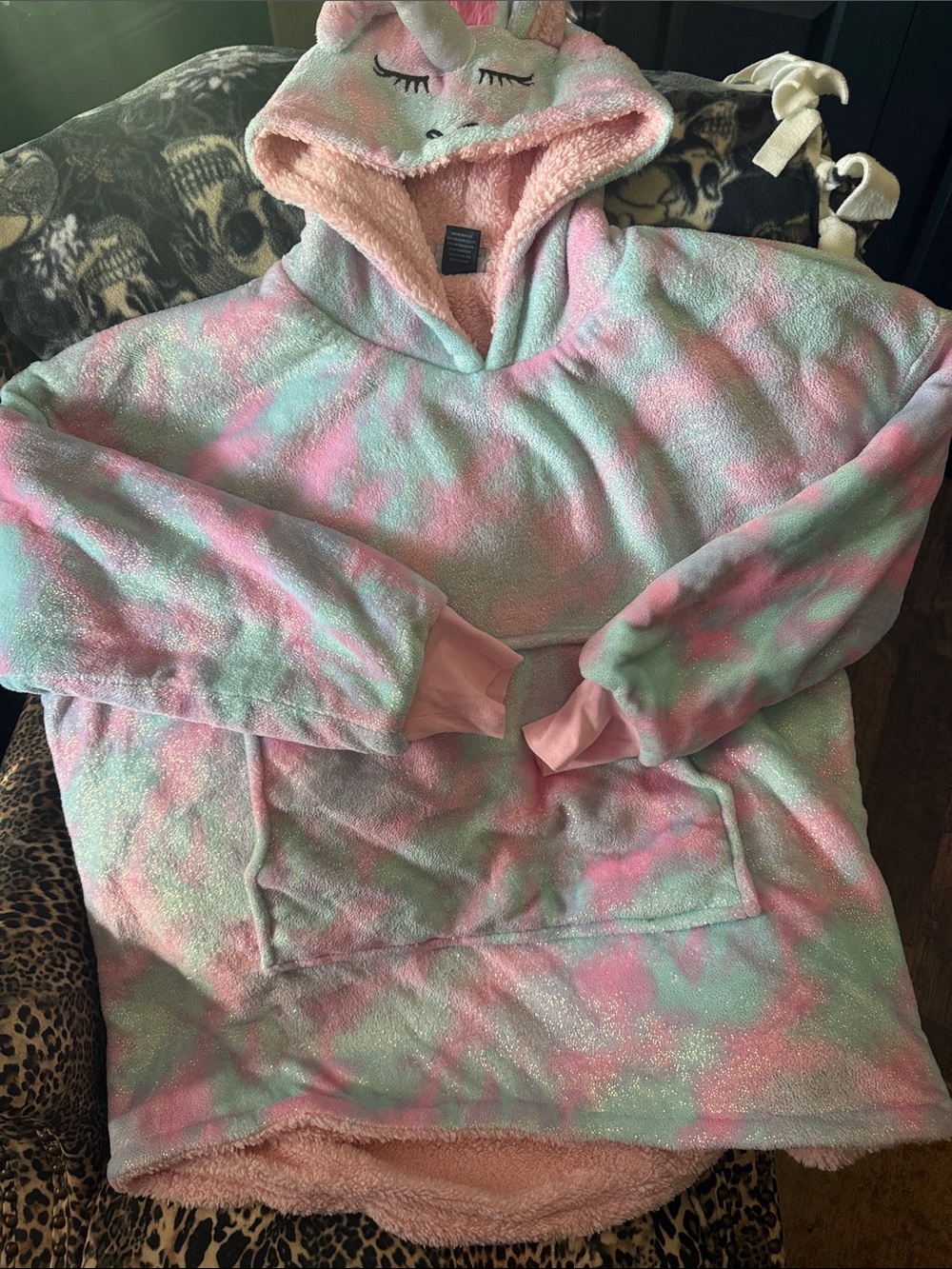 Oversized Pastel Tie-dyed Wearable Unicorn Blanket Hoodie OSFM